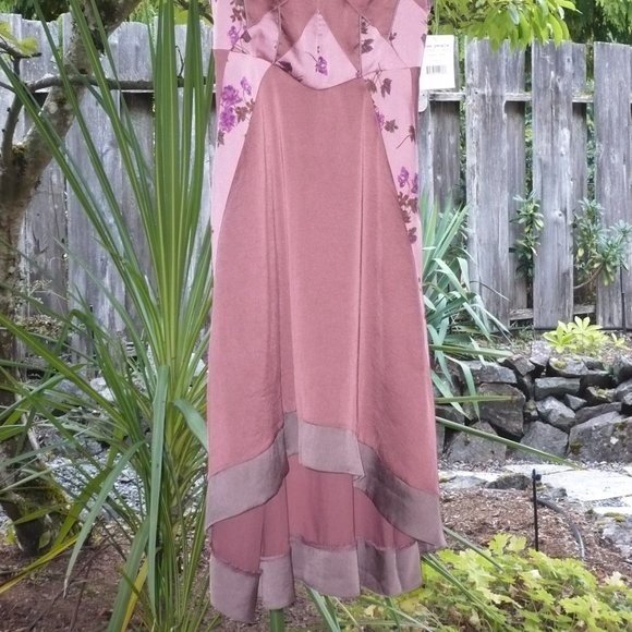 NWT Y2K Free People Womens Pink Floral High Low Fairycore Slip Dress - 2 - Picture 2 of 9